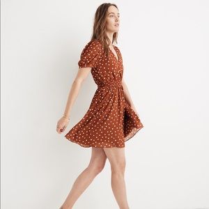 Smocked-Waist Mini Dress in Inkspot Dots